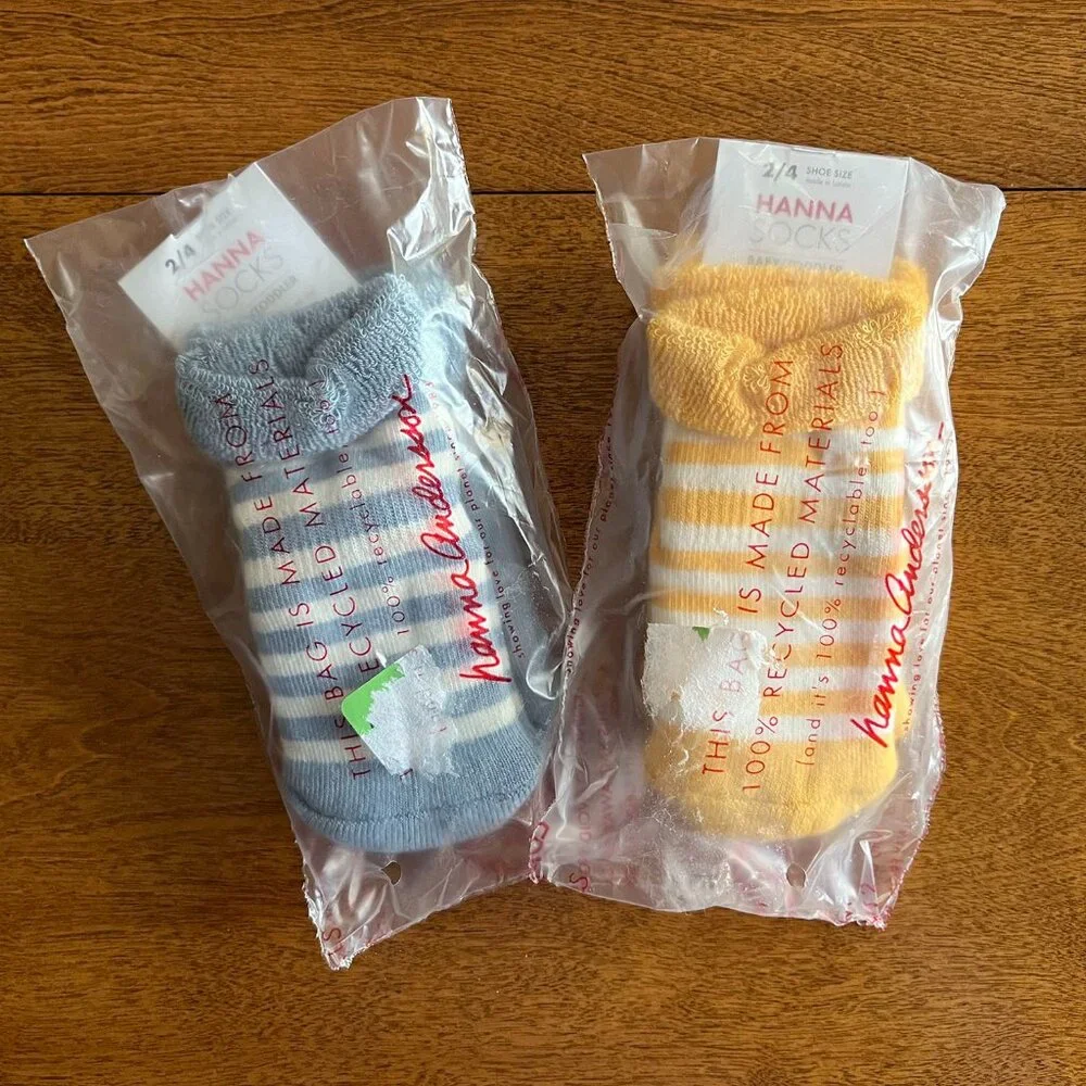 Hanna Andersson blue and yellow baby socks 2-packs NWT